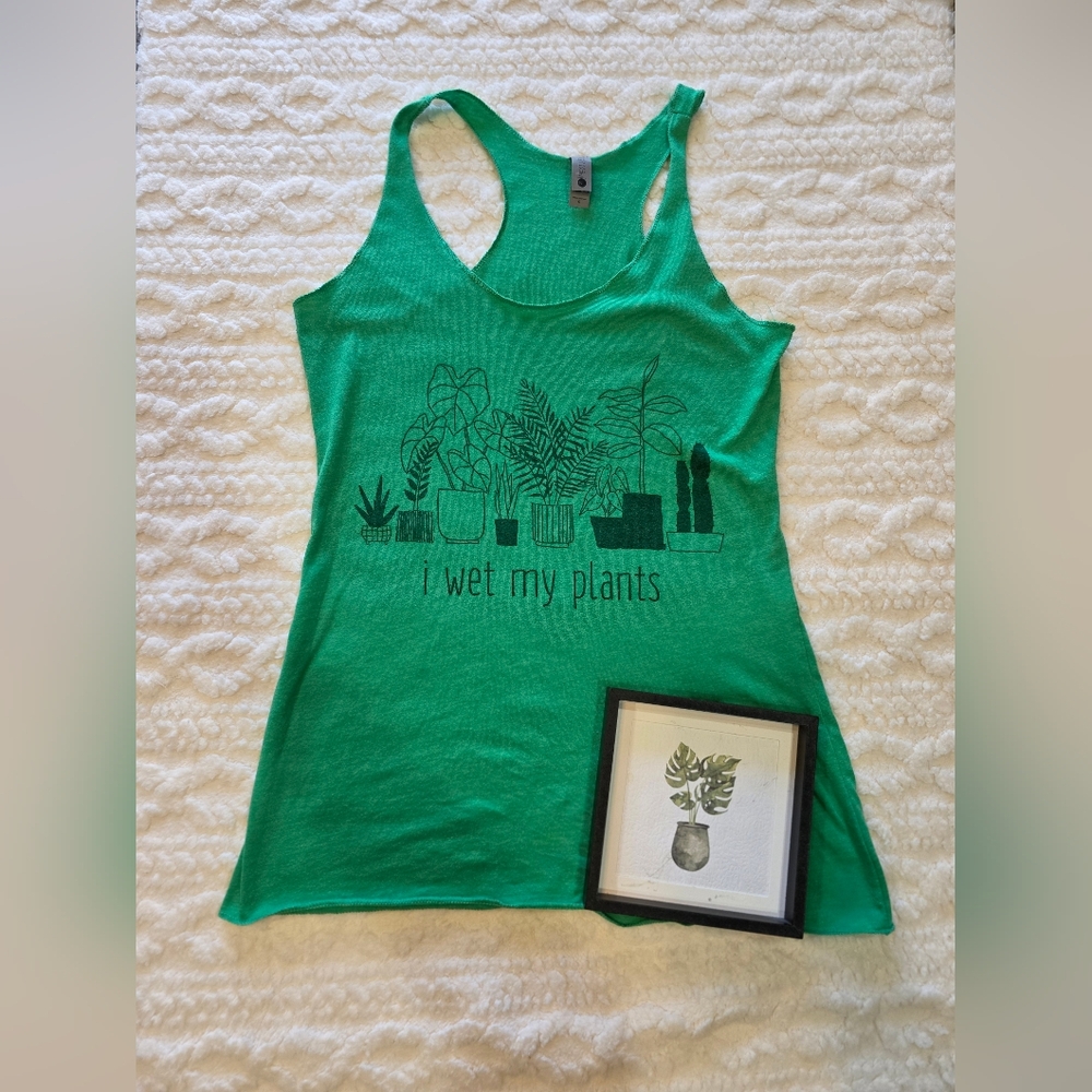 I Wet My Plants Tank + Mini Monstera Art | Size S | Green